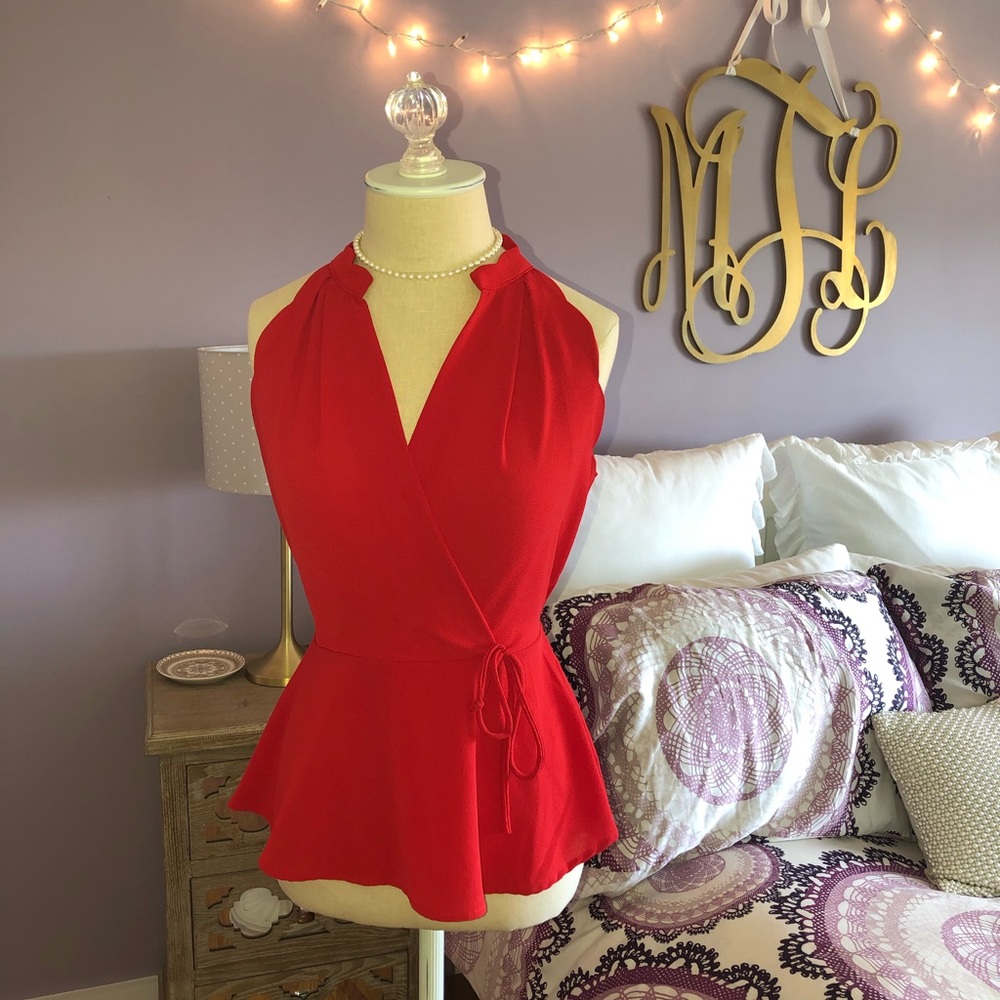 Red Scalloped Top